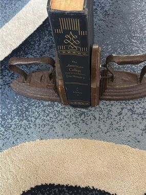Vintage, Rustic Iron and Wood Bookends